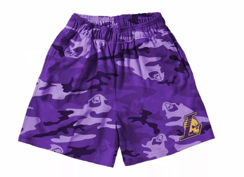 Warren Lotas LA Lakers Reaper Purple Camo Mesh Shorts Size Men’s Large New