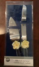 Wilton Wedding Cake Knife and Server Set Vintage Flower Anniversaries Party GUC