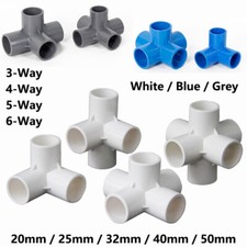 PVC 3/4/5/6-Way Elbow Connector Pipe Fittings 20/25/32/40/50mm White/Blue/Grey