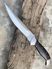 CUSTOM HANDMADE CARBON STEEL HUNTING BOWIE KNIFE WITH WOODEN HANDLE SHEATH