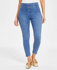 I.n.c. Concepts Women's Pull-on Skinny Cropped Jeans, Med Indigo Sz 6
