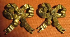 CACHE-PITON ancien BRONZE doré RUBAN Louis XV - 6,5 cm X 6,5 cm - LOT de 2