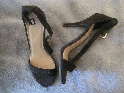 LAUREN CONRAD CALINA BLACK SUEDE ANKLE STRAP HEELS 9 NEW $59.99