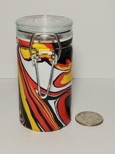 Marbled Glass Stash Jar w/ Clamp Lid Airtight Smell Proof Container for Herbs