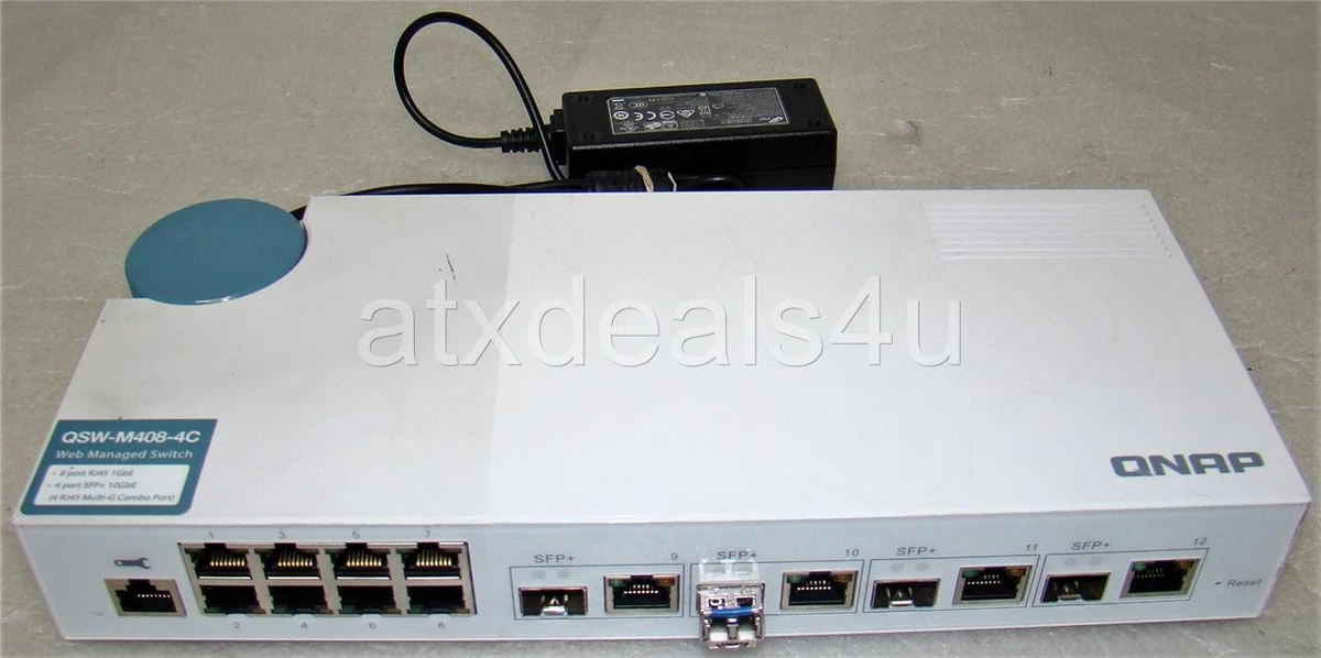 QNAP QSW-M408-4C 8-Port RJ-45 1GbE 4-Port SFP+ 10GbE Managed Switch W/AC Adapter