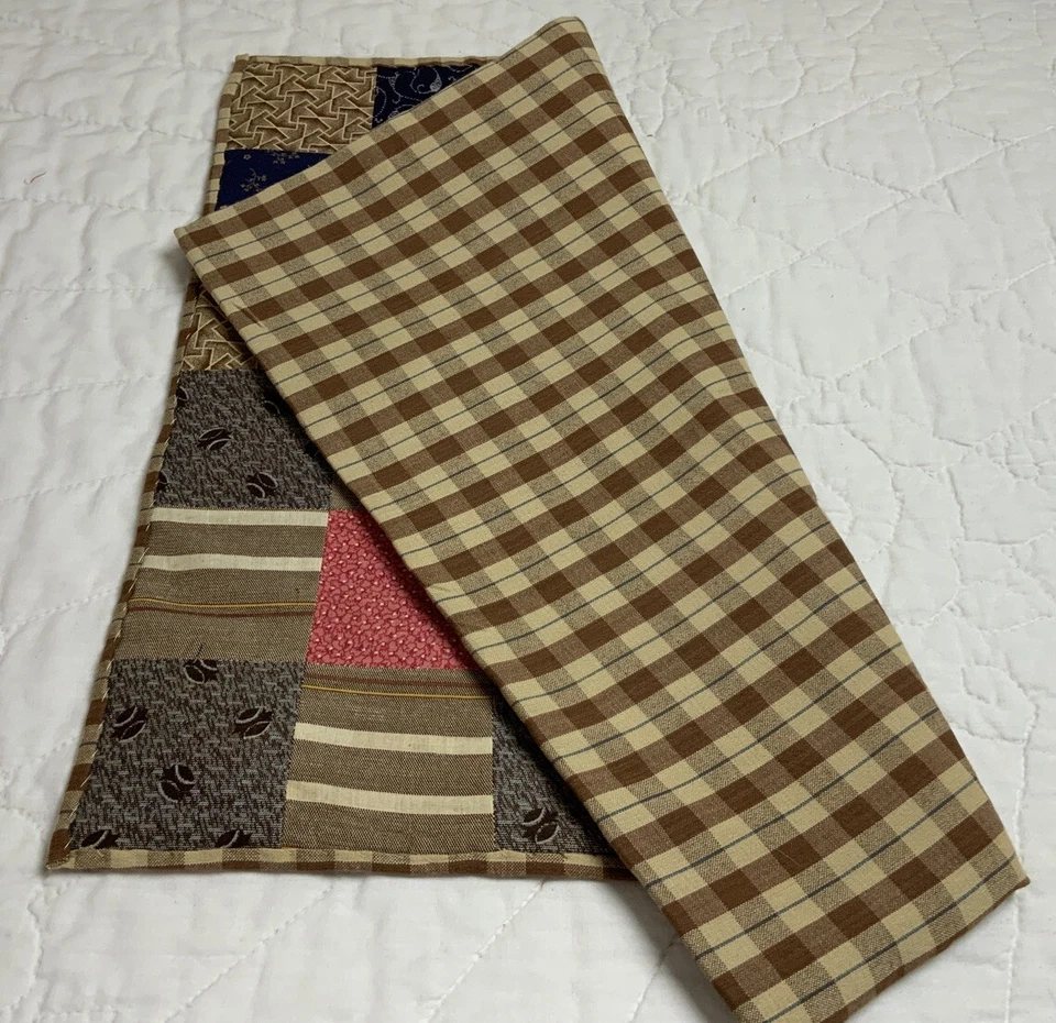 Antique Patchwork Quilt Table Topper, Nine Patch, Early Calico Prints, 1900’s - Image 3 of 4