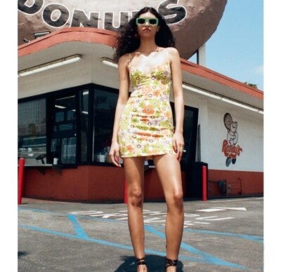 ZARA NWT SS22 WOMAN PRINT FLORAL PRINT MINI DRESS REF GREEN/ ORANGE |  8342/370 | eBay