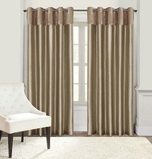 Plush Faux Velvet Eyelet Ring Top Ready Made Lined Curtains