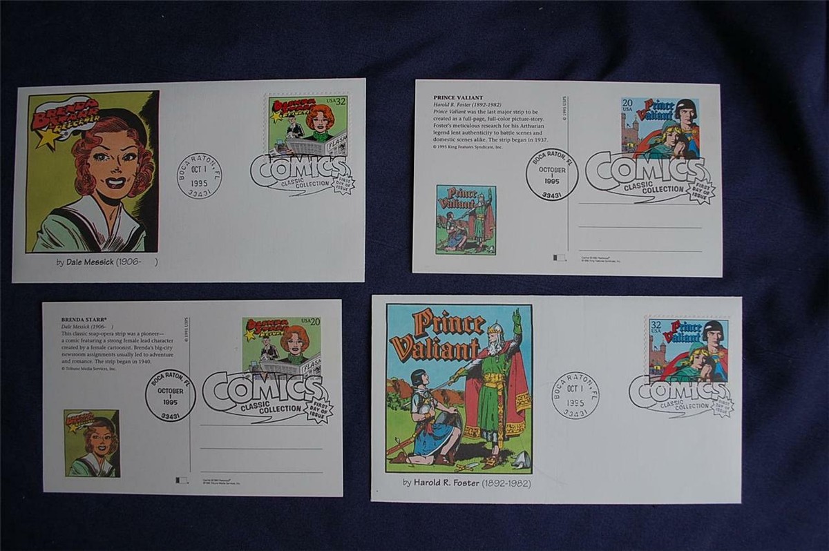 Comics Classics 32c Stamps & 20c Postcards FDCs S#3000s-t & UX239