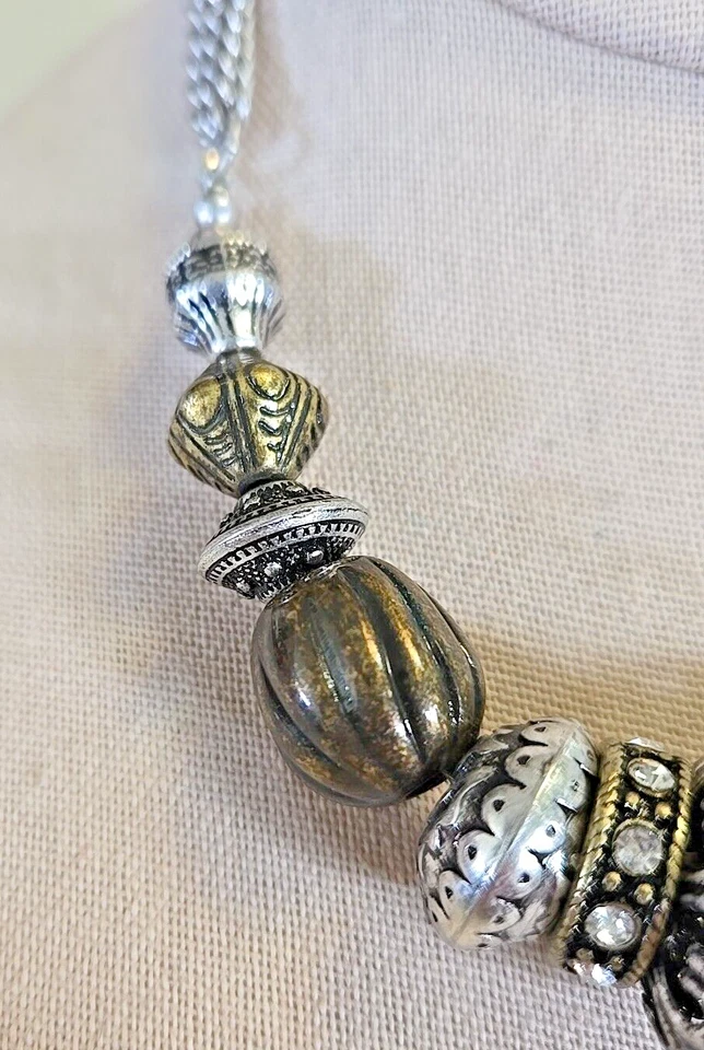 Collar Isabella Premier Designs Plata y Latón Estrás Rondeles 16" a 20" Foto 3 de 4