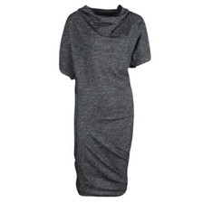 Alexander McQueen Gray Stretch Ruched Asymmetric Midi Dress Size 44 US 10 Medium