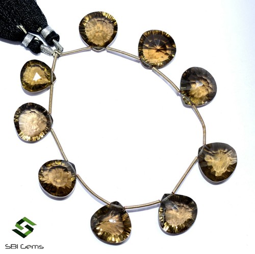 Natural Smoky Quartz Heart Lazer Cut Faceted Beads Stone Size 14 To 16 mm Gems - Picture 5 of 7
