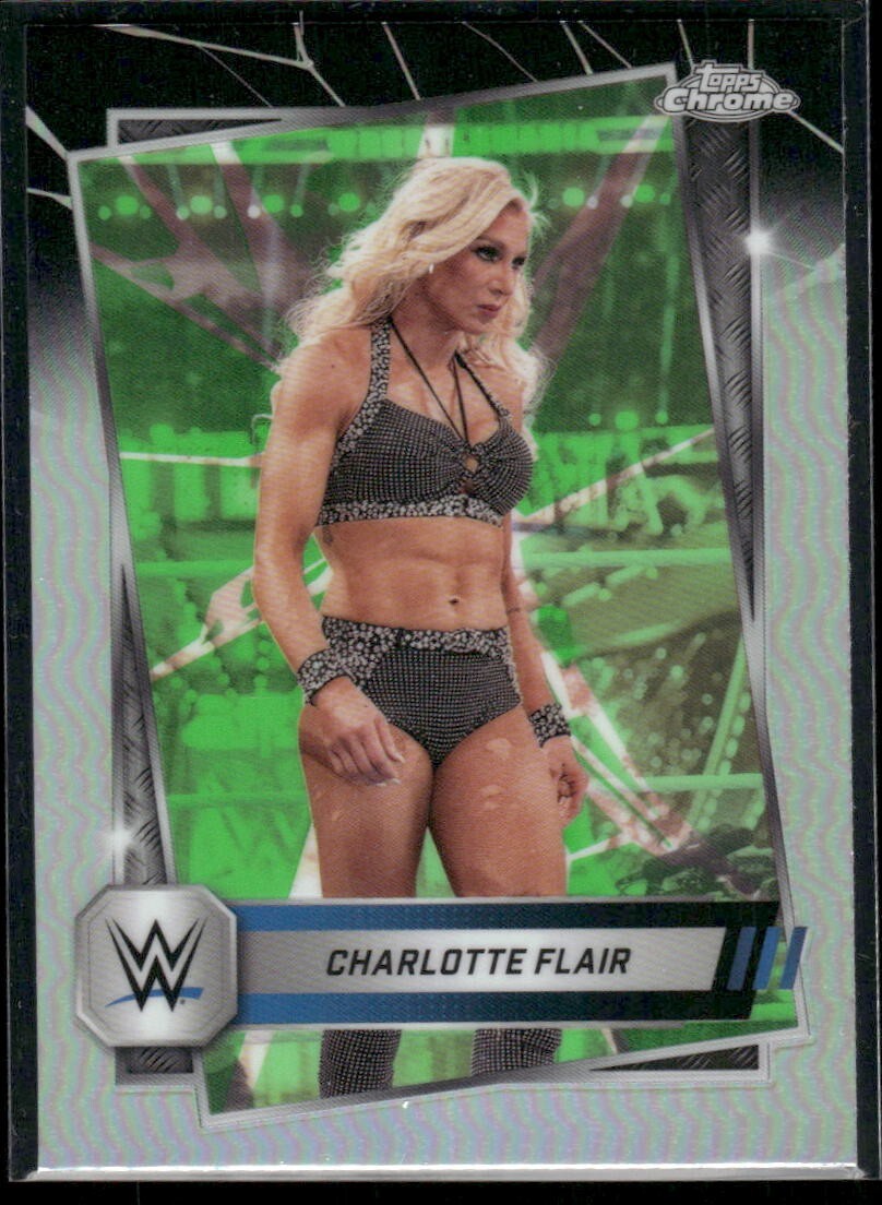 2025 Topps Chrome WWE Charlotte Flair #123 Neon Green & Black Refractor