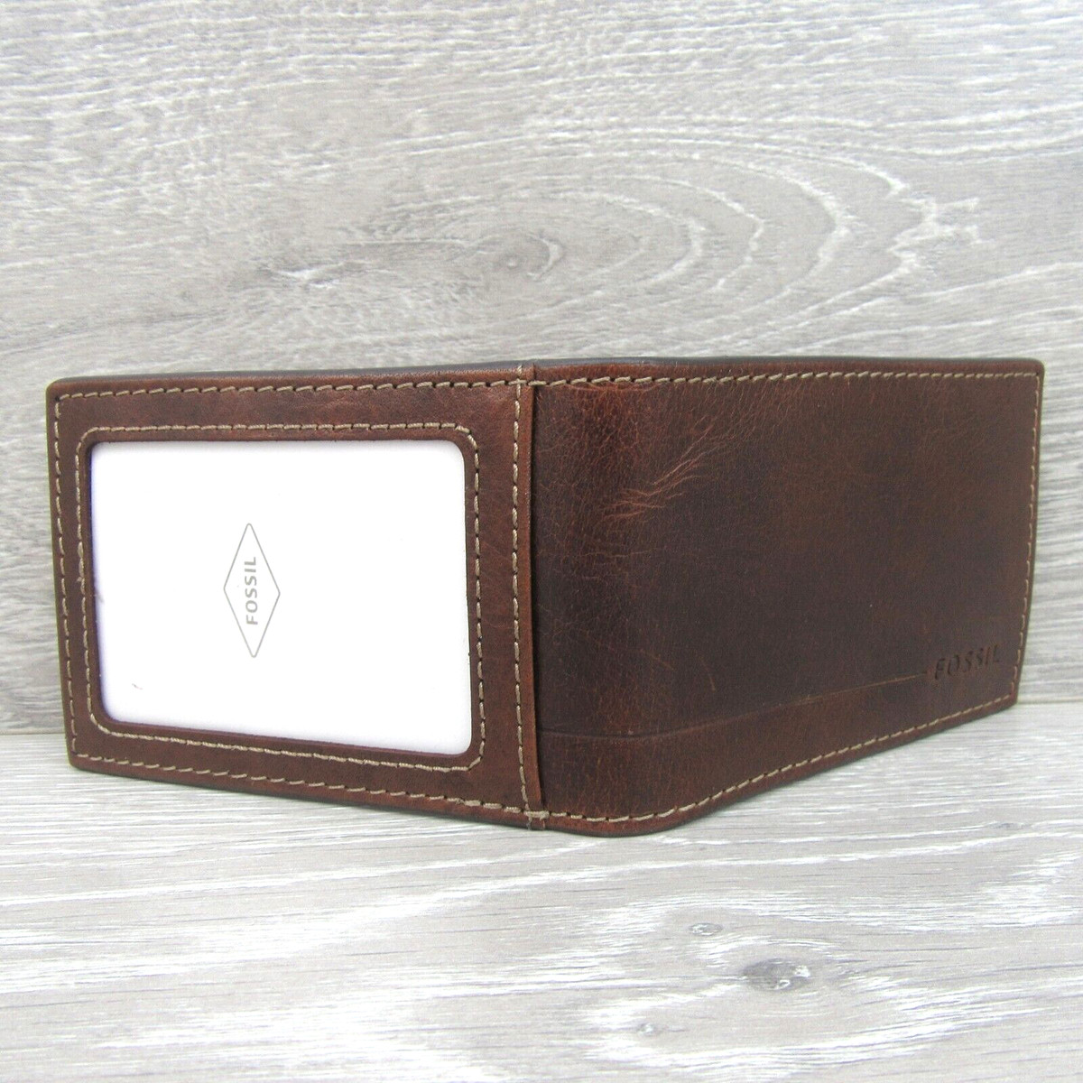 Fossil Allen RFID Magnetic Front Pocket Bifold Mens Wallet Brown 