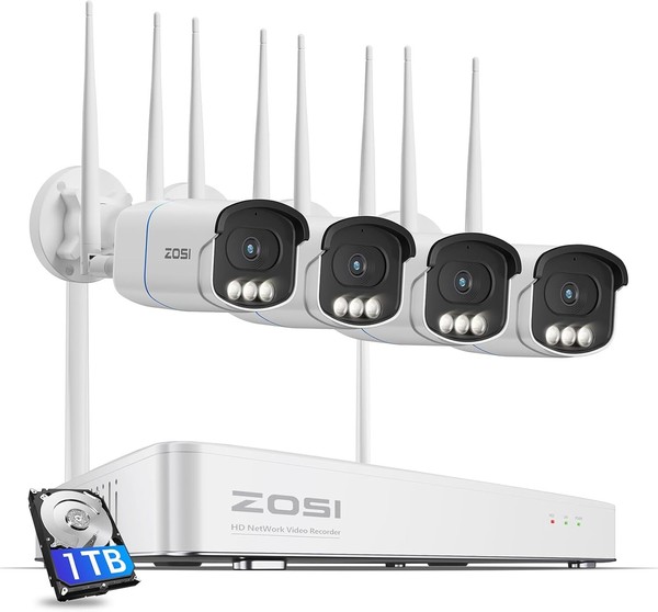 ZOSI Wi-Fi 6 4K Kit de Cámaras de Seguridad con 8CH 1TB NVR y 4X cámara Exterior
