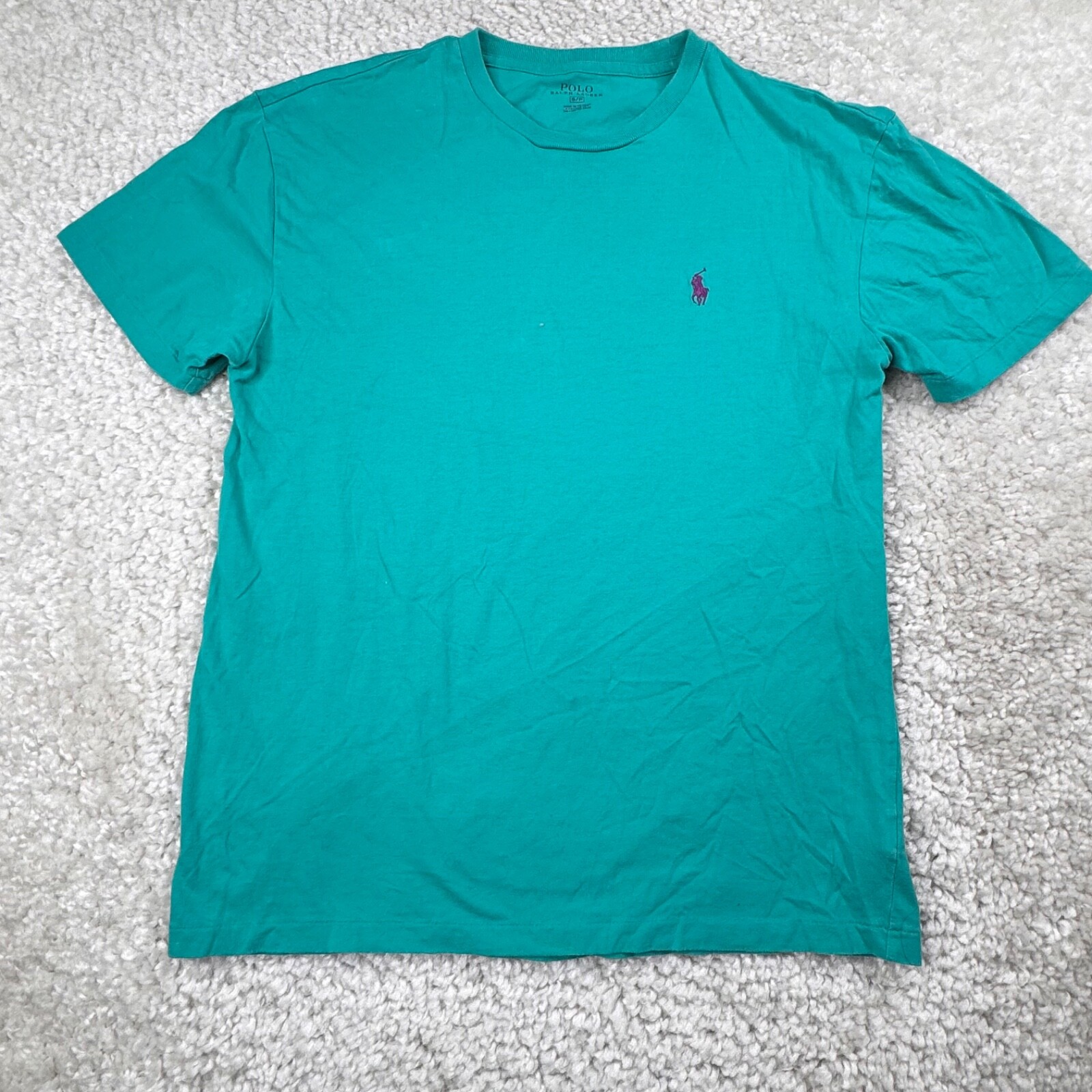 Polo Ralph Lauren camicia uomo piccola verde tinta unita basic maglietta pony logo cotone