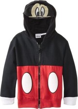 Disney Little Boys' Mickey Mouse Fleece Masked Hoodie, Black, 2T