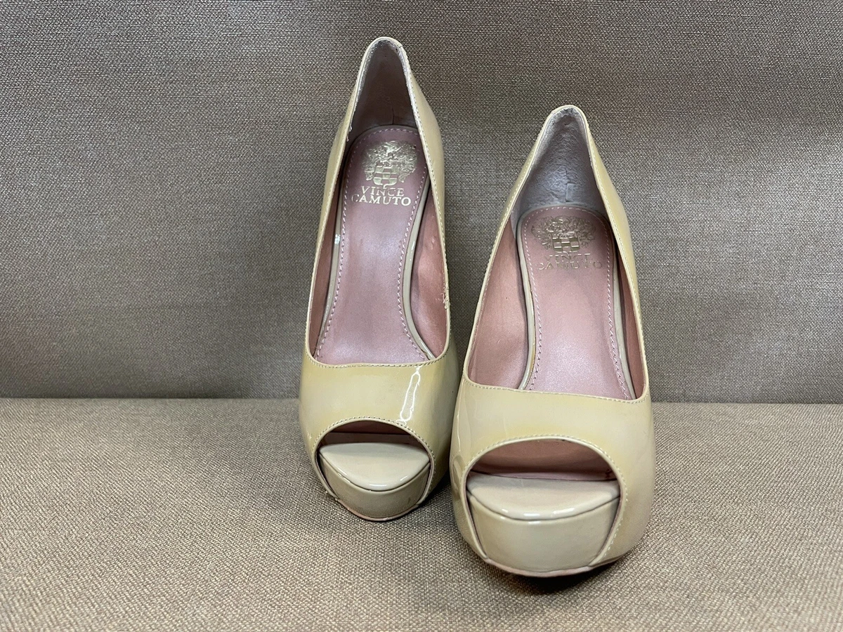 Vince Camuto Milesy2 Blush Kid Patent Leather Heels Platform Pumps Size 51 2 B