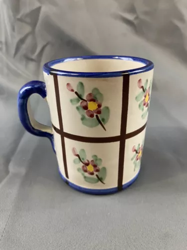 Vtg Solimene Vietri Italy Coffee Mug Floral Ceramic Hand Painted