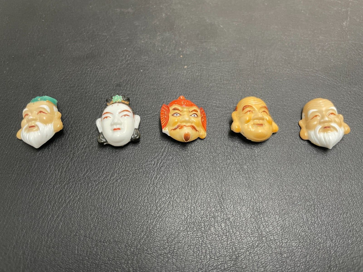 Tohun Kobayashi樣專用 4點 Vintage Toshikane Japan Fortune Gods Porcelain Buttons 5 of 7