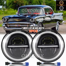 Pair 7" Inch Round LED Headlights Hi/LO Sealed Beam For Chevy Bel Air 1955-1957