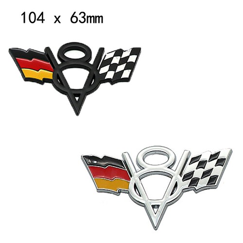 2Pcs Metal Chrome Car V8 Vintage Germany Flag Trunk Emblem Badge Decal Stickers - Bild 2 von 11