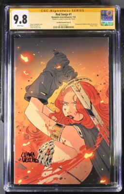 Red Sonja #1 Cover B Galaxycon Vecchio Virgin Variant CGC SS 9.8 Signed Vecchio