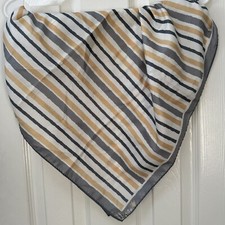Scarves by Vera Scarf Square 26" Gray White Brown Stripes Geometric