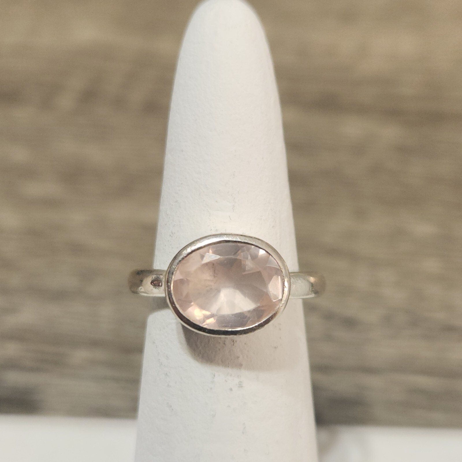 925 Solid Sterling Silver Oval Cut Rose Quartz Ri… - image 2