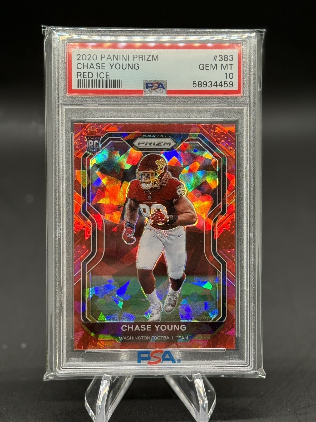 2020 Panini Prizm CHASE YOUNG Red Ice PSA 10 MINT Rookie RC 383 Redskins Saints