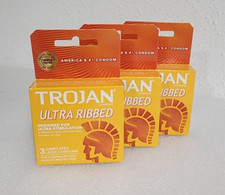 3 Pkgs. x Trojan Stimulations Ultra Ribbed Lubricated Condom, 3ct