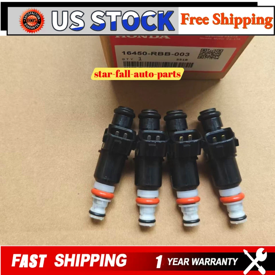 4x inyectores de combustible OEM 16450-RBB-003 para CIVIC Si RSX TYPE-S CSX 2,0 L TSX 2,4 L Foto 4 de 4