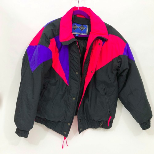 Double Black Mens Down Filled Ski Jacket Medium Black and Neon Color eBay