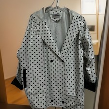 70-s Polka Dot Vinyl Raincoat Black And White One Size