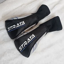 Strata Hybrid Golf Club Headcovers Set 4H 5H Black Gray Blue Embroidered Pair