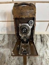  1931 Agfa Ansco No.1 Readyset Royal Folding Camera Ostrich Grain Leather Beige