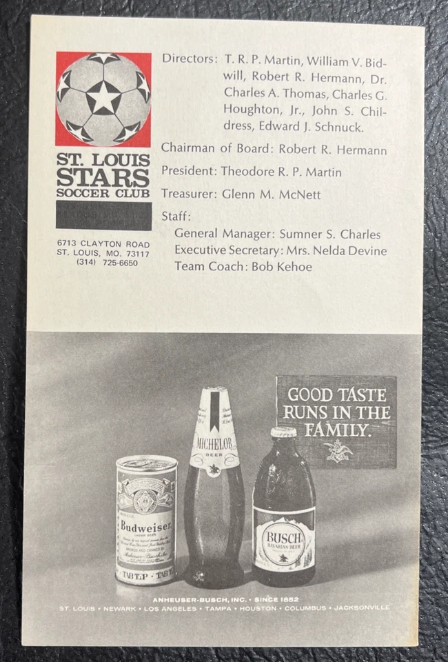 St. Louis Stars Soccer Club vs Kansas City Spurs Program June 19, 1970 NASL - Image 2 of 4