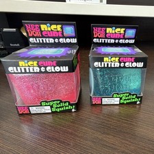 Viral HTF NeeDoh Nice Cube Glitter Glow Super Solid Squish Pink Blue 26066HY