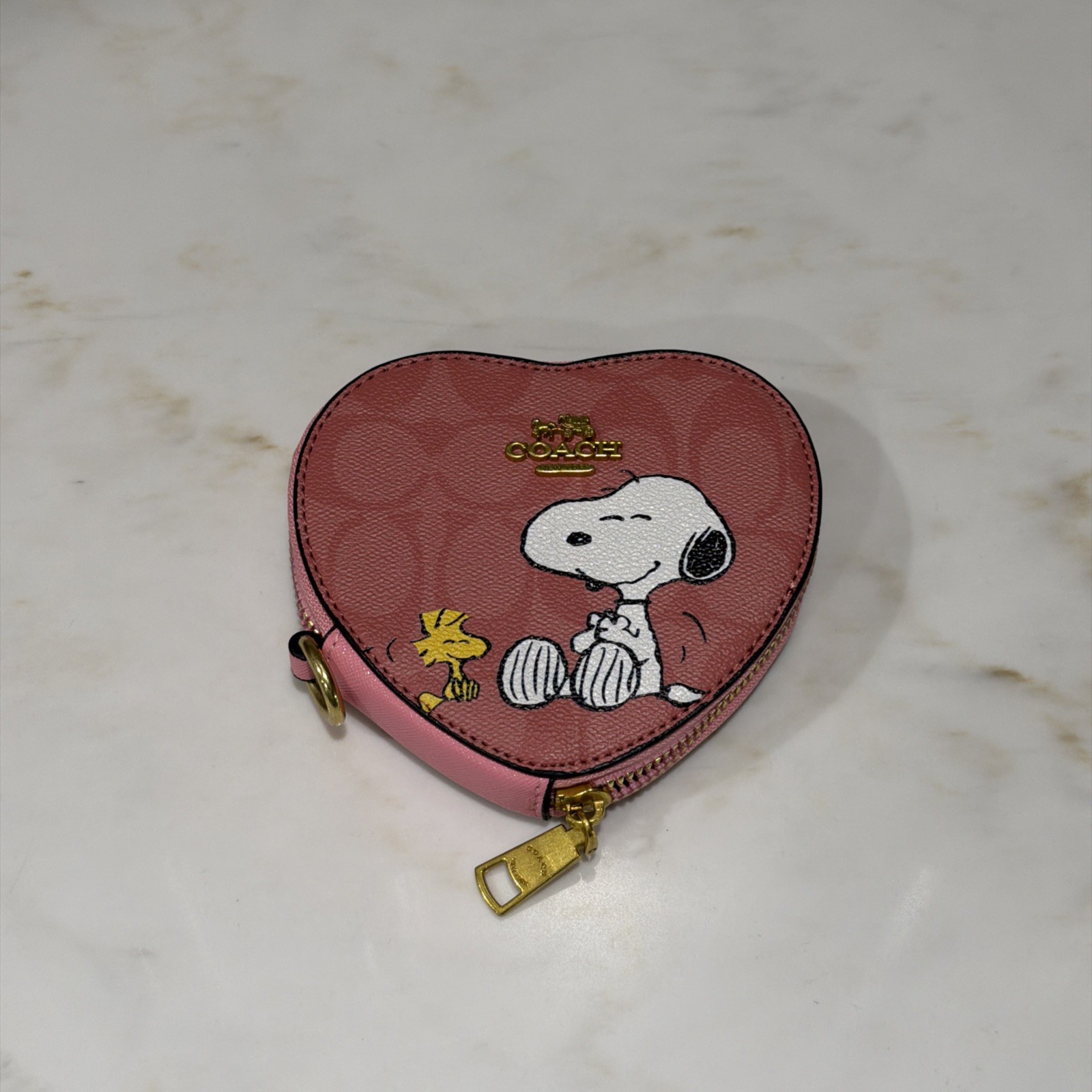Coach Coin Case Snoopy Print
