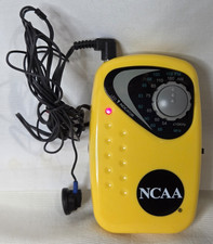 Vintage NCAA AM/FM Radio w/Earbuds Model RP-328 Yellow Portable 2 AAA Batteries