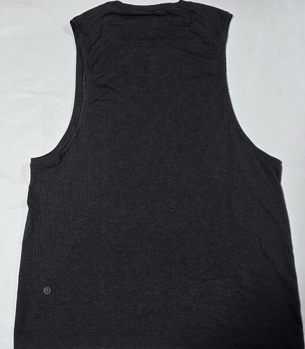Lululemon Tank Top Mens Medium Black Gray Vent Tech Performance Stretch Gym Run - Picture 2 of 8