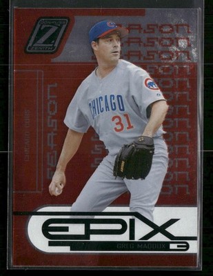 2005 Donruss Zenith #E-19 Greg Maddux Epix Season Orange #/350