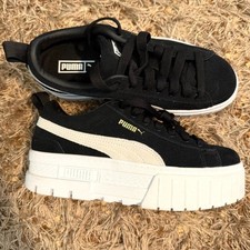 Puma Mayze Platform Black Suede Sneakers Size 6.5