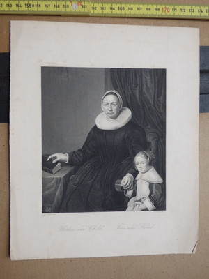 Mutter und Kind, van der Helst / Payne, Stahlstich 21x25cm