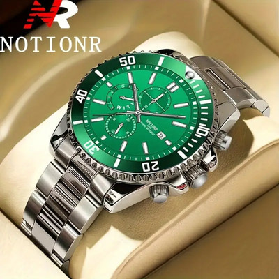 Men's Stainless Steel Strap, Black Dial & Golden-Tone Accents Quartz Watch