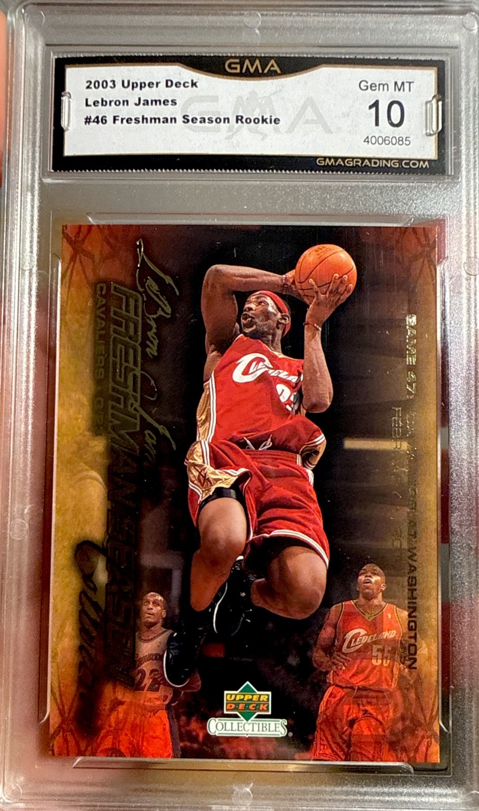 2003 Upper Deck Rookie LeBron James Freshman Season Collectibles #46 GEM Mint 10