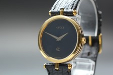 Near MINT GUCCI 2000M 30mm Black Dial Balck Band Quartz Men's Watch from Japan
