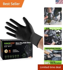 10 Mil Nitrile Gloves Large - Disposable Heavy Duty Rubber Gloves, Raised Dia...
