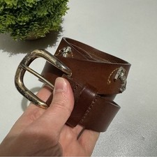 Cole Haan Vintage Brown Leather Solver Gold Golfer Belt Mens Size 38 Sporty