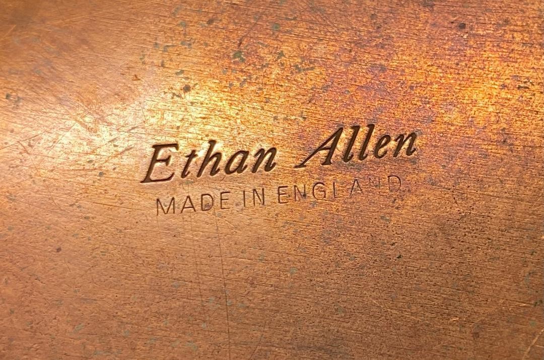 VINTAGE ETHAN ALLEN COPPER TEA KETTLE WOOD HANDLES MADE IN ENGLAND